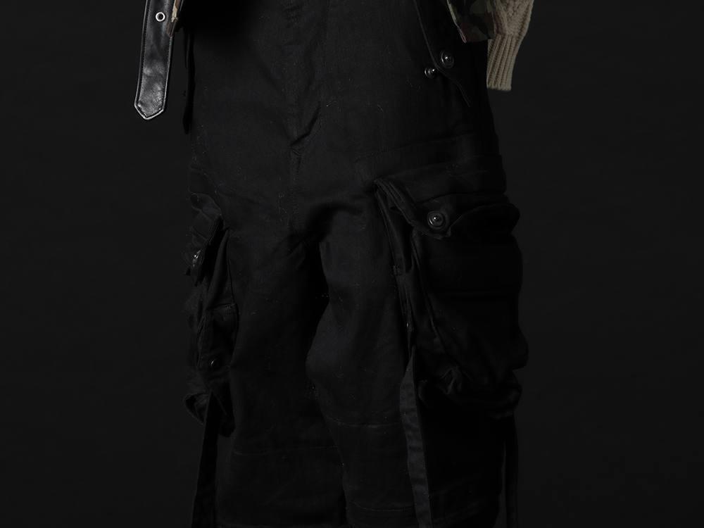 ユリウス 2022-23AW - ワイドシルエットでミリタリーモードな雰囲気漂うパンツ - 799PAM24-BK(10.5oz ストレッチデニム ガスマスク ワイドパンツ ブラック) - 3-004