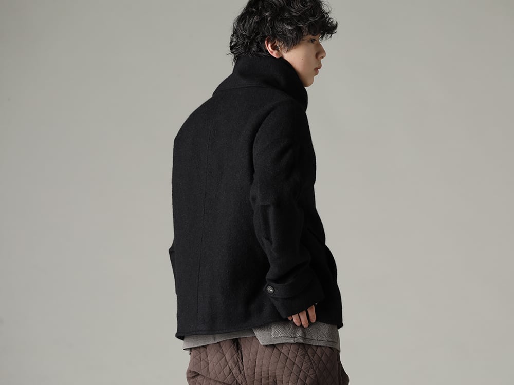 DEVOA 22-23AW  Tough, masculine jacket with large collar  - JKI-CGS High neck jacket brushed cashgora KTS-CZM-Gray Cardigan merino wool Gray 2-002