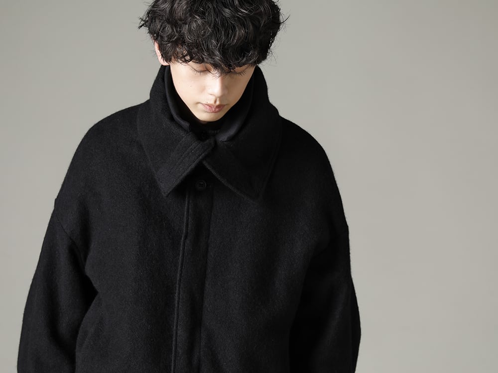 DEVOA 22-23AW  Tough, masculine jacket with large collar  - JKI-CGS High neck jacket brushed cashgora KTS-CZM-Gray Cardigan merino wool Gray 2-003