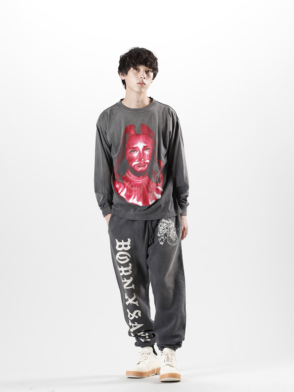 SAINT MICHAEL 2022-23AW - ©️SAINT M×××××× 2022-23秋冬系列的第5波单品发布啦!现在开始在店铺和网购同时销售! - SM-A22-0000-068(BORN X RAISED × ©SAINT M×××××× CLOWN Long sleeve T-shirt Black) - 1-007