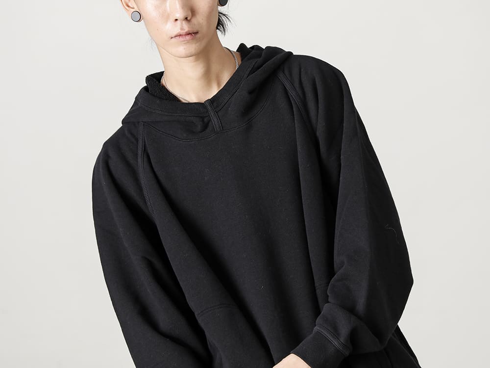 O PROJECT 22-23AW Sweatshirt Hoodie BLACK Simple hoodie to mix and match with other brands -  O14SW2-Black-Suspended net hooded sweatshirt black