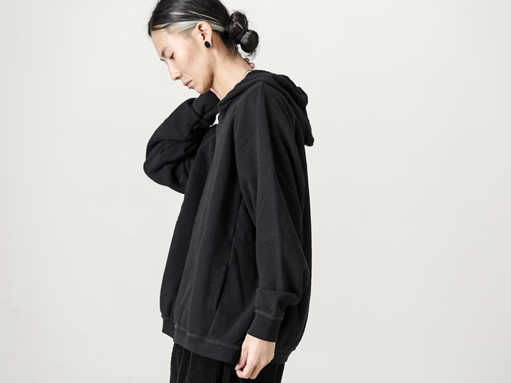 O PROJECT 22-23AW Simple hoodies for mixing styles with other brands.  - O14SW2-Black-Suspended net hooded sweatshirt black 2-002