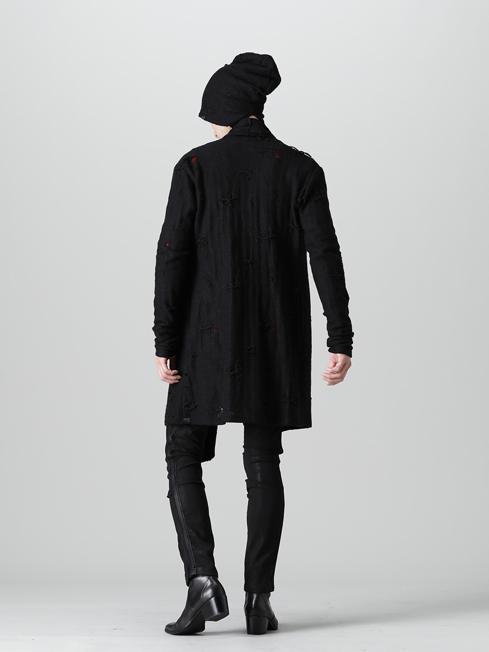 キリュウキリュウ 2022-23AW - kiryuyrik(キリュウキリュウ) 2022-23AWコレクションより第3弾目が到着！店頭・通販共に販売中！ - KO-HT19-058-black(ダメージジャージー ショールカーディガン ブラック) - 1-006