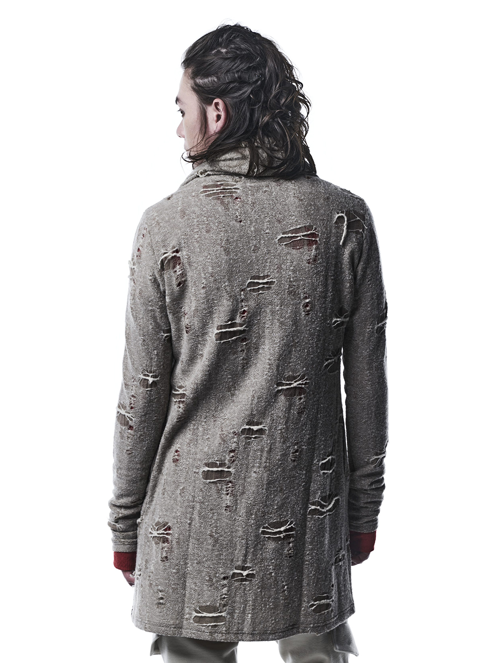 キリュウキリュウ 2022-23AW - kiryuyrik(キリュウキリュウ) 2022-23AWコレクションより第3弾目が到着！店頭・通販共に販売中！ - KO-HT19-058-beige(ダメージジャージー ショールカーディガン ベージュ) - 1-011