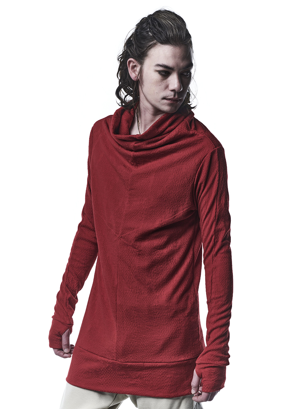 キリュウキリュウ 2022-23AW - kiryuyrik(キリュウキリュウ) 2022-23AWコレクションより第3弾目が到着！店頭・通販共に販売中！ - KO-HT19-057(パイソンジャカードジャージー ドレープ ハイネック) - 1-019