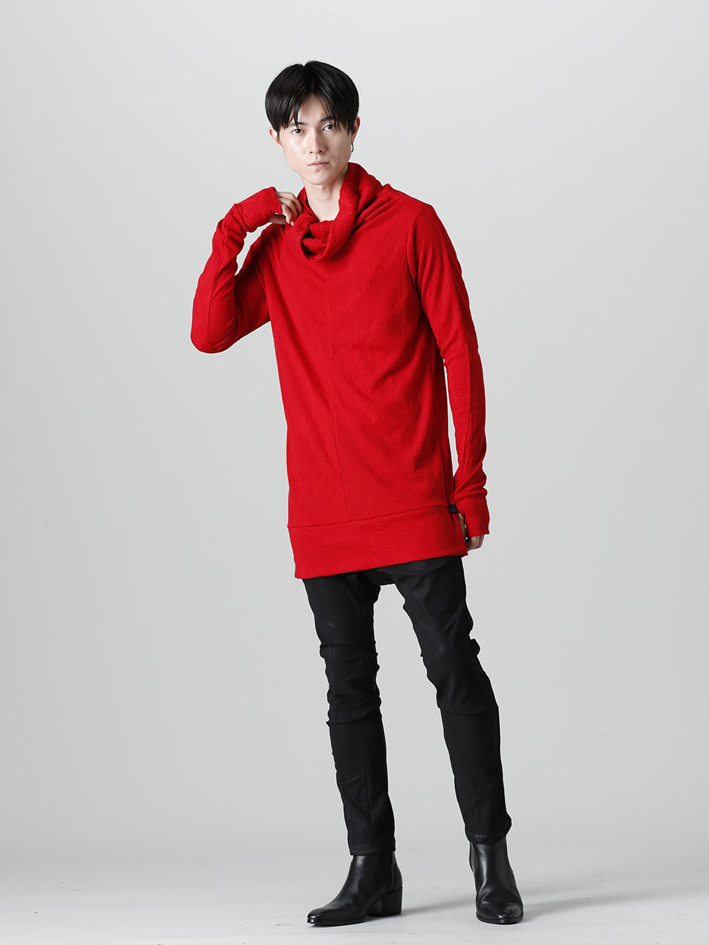 キリュウキリュウ 2022-23AW - kiryuyrik(キリュウキリュウ) 2022-23AWコレクションより第3弾目が到着！店頭・通販共に販売中！ - KO-HT19-057(パイソンジャカードジャージー ドレープ ハイネック) - 1-020