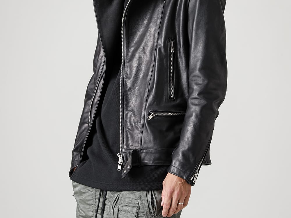 RIPVANWINKLE 2022-23AW New type of rider's boa leather jacket with overwhelming presence  - RB-438 Riders Boa - RB-444-Deep-Black Shift Jersey Deep Black 2-002