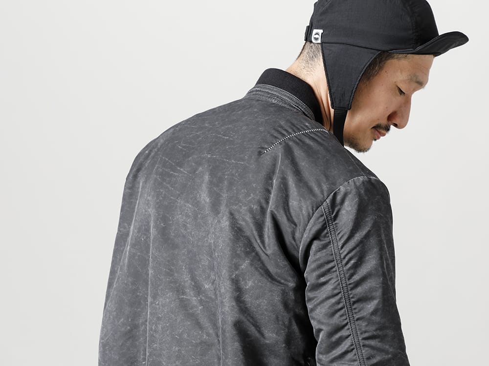 RIPVANWINKLE 2022-23AW MA-1, a nylon fabric with a unique pigment coating   - RB-436-Vintage-Black MMA-1 Vintage Black - RB-443-Selenium-Gray Climbing Jersey Selenium Gray 2-004