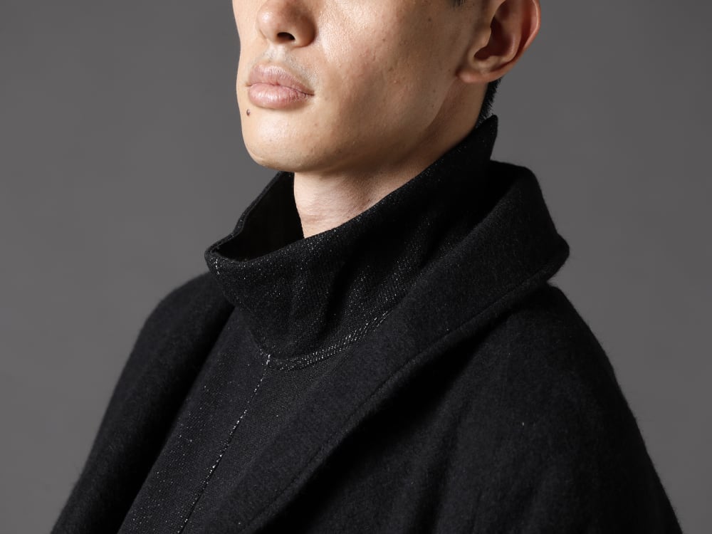 The Viridi-anne(ザ ヴィリジアン) 22-23AW(秋冬) 奥行きのある表情とヴィリジアンらしいさりげないディテール  - VI-3533-01-Black 綿ウール裏毛　ハイネックプルオーバー 2-001