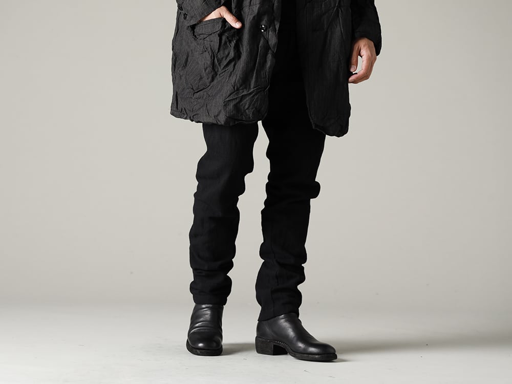 GARMENT REPRODUCTION OF WORKERS(ガーメント リプロダクション オブ ワーカース) 22-23(秋冬) アーサー コート＋フォルメ デ エクスプレッション：コントゥア パンツ - UP110-354B コントゥア パンツ 2.0 - 788Z_H バックジップブーツ ダブルソール - ホース フルグレイン レザー 3-003