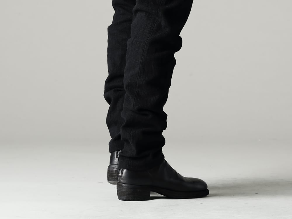 GARMENT REPRODUCTION OF WORKERS(ガーメント リプロダクション オブ ワーカース) 22-23(秋冬) アーサー コート＋フォルメ デ エクスプレッション：コントゥア パンツ - UP110-354B コントゥア パンツ 2.0 - 788Z_H バックジップブーツ ダブルソール - ホース フルグレイン レザー 3-005