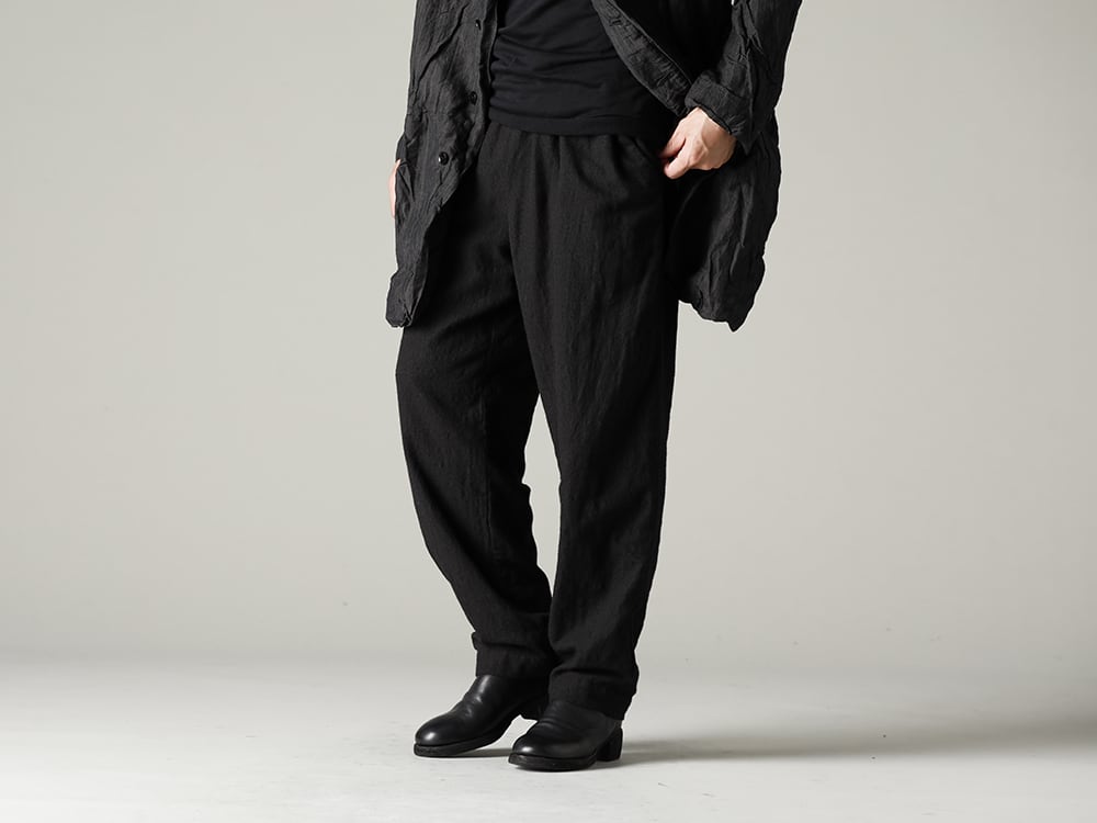 NOUSAN(ノウザン) 22-23AW(秋冬) ３つの素材で生地の奥行きを表現  - villa-b-22-23aw ワイド イージー パンツ - 788Z_H バックジップブーツ ダブルソール - ホース フルグレイン レザー  2-004