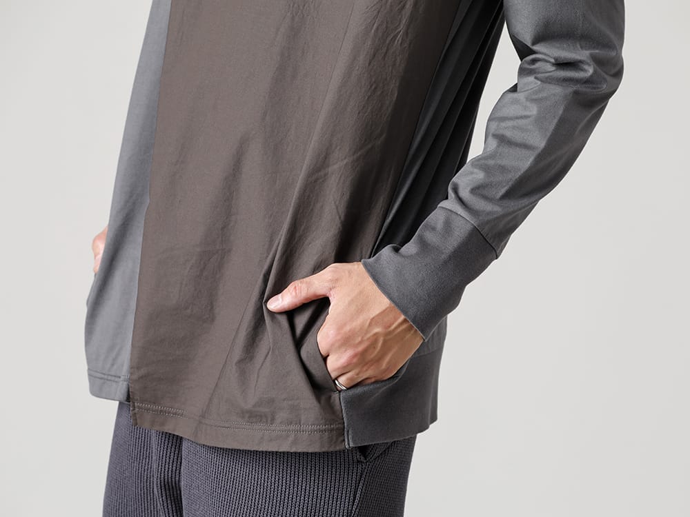 RIPVANWINKLE 2022-23AW 素材コンビネーションシリーズの最新作、クロスジャージーL/S。  - RB-402-Selenium-Gray Cross Jersey L/S Selenium Gray
 2-007
