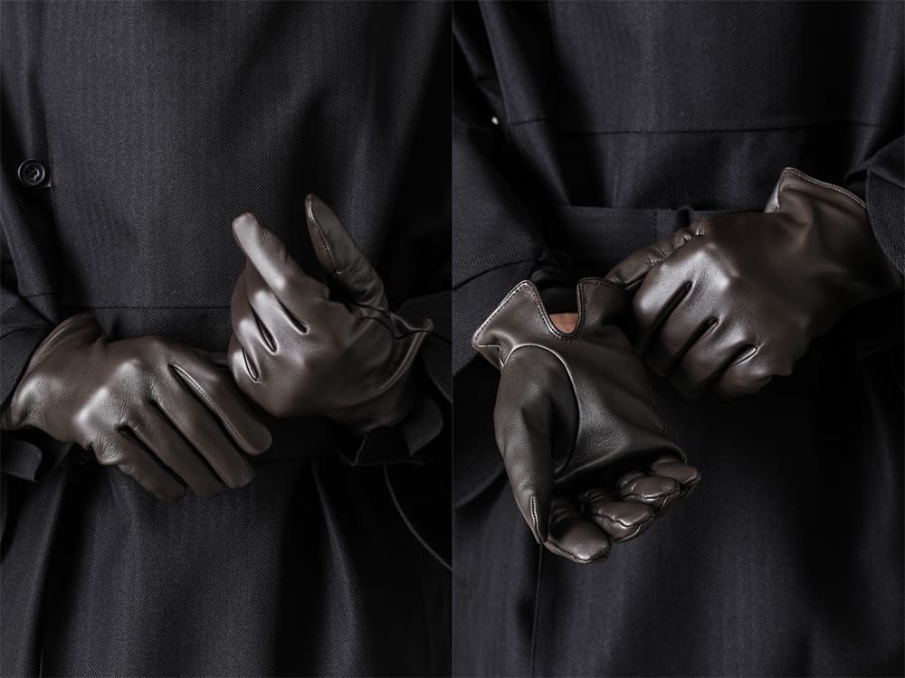 DENTS 22-23AW DENTS - 22-23AW collection Finest Scottish Cashmere Touch Screen Leather Glove Brown.