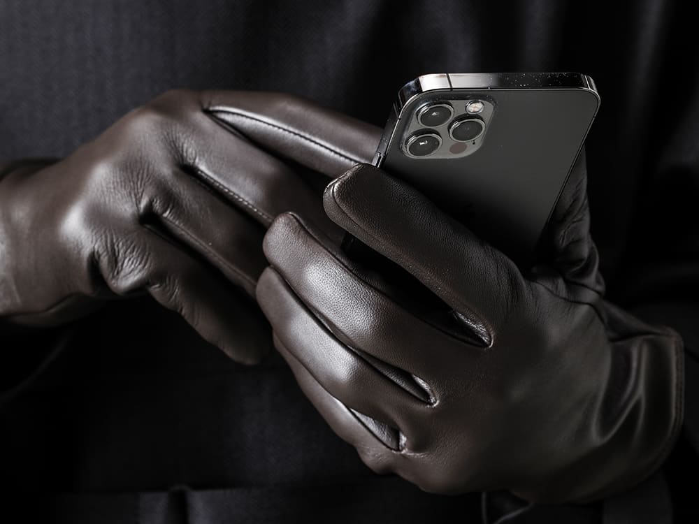 DENTS 22-23AW DENTS - 22-23AW collection Finest Scottish Cashmere Touch Screen Leather Glove Brown. 1-001