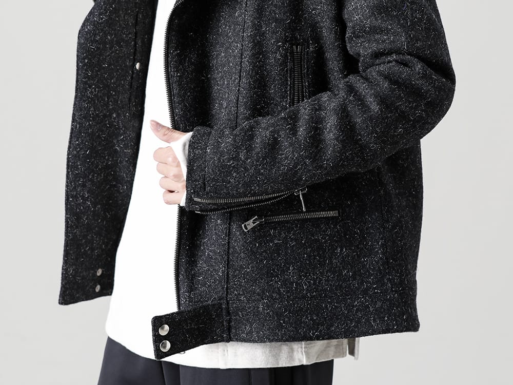 RIPVANWINKLE 2022-23AW Boa rider jacket that changes into a minimal collarless look by removing boa  - RB-450 Wool Boa Riders - RB-423-Oatmeal Raglan L/S Oatmeal 2-001