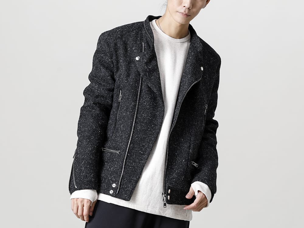 RIPVANWINKLE 2022-23AW Boa rider jacket that changes into a minimal collarless look by removing boa  - RB-450 Wool Boa Riders - RB-423-Oatmeal Raglan L/S Oatmeal 2-004