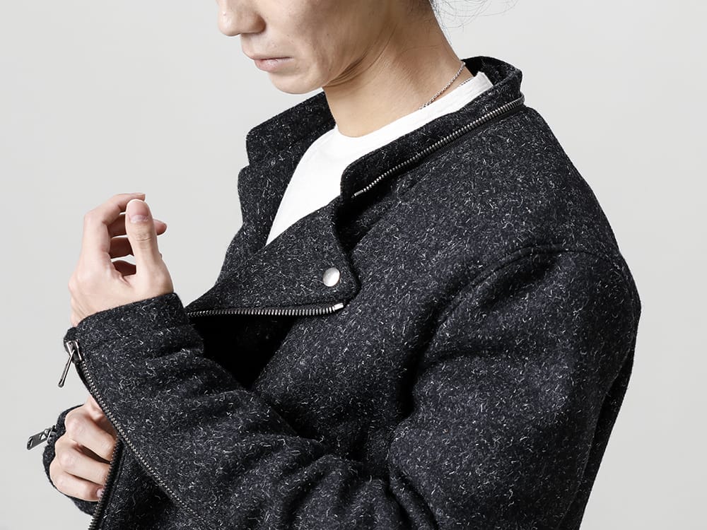 RIPVANWINKLE 2022-23AW Boa rider jacket that changes into a minimal collarless look by removing boa  - RB-450 Wool Boa Riders - RB-423-Oatmeal Raglan L/S Oatmeal 2-005