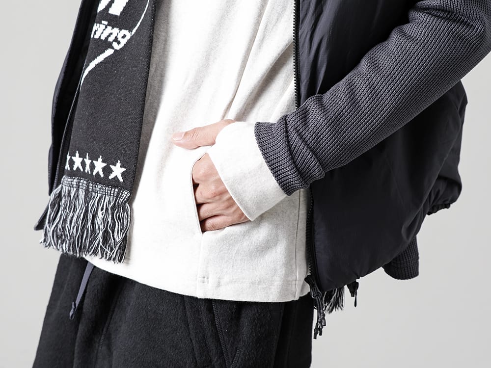 RIPVANWINKLE - リップヴァンウインクル 22-23AW 秋も深まりストールの季節が到来  - RB-423 Raglan L/S Oatmeal - RB-427-Motorcycle Hoodie Selenium Gray - MMA-LAN-01-Heating Inner Vest Black 2-004