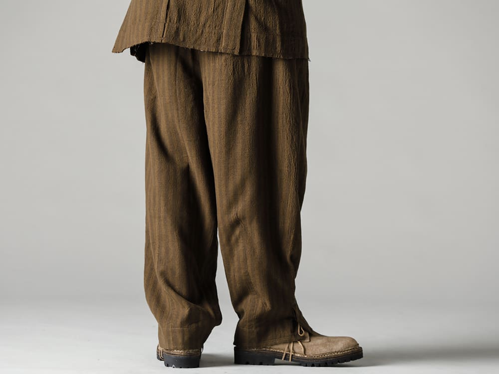 ZIGGY CHEN-ジギーチェン 22-23AW(秋冬) セットアップ以外での有用性も高いテーパードシルエットパンツ - 0M2230516-スリットトラウザーズ - 792V_N-CO93T-クラシックダービーラバーソール　ノルヴェジェーゼ - ホースフルグレインレザー - 792V_N CO93T 3-003