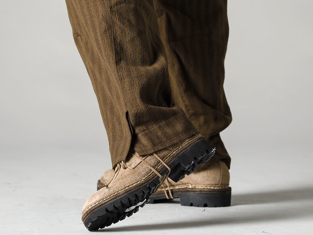 ZIGGY CHEN-ジギーチェン 22-23AW(秋冬) セットアップ以外での有用性も高いテーパードシルエットパンツ - 0M2230516-スリットトラウザーズ - 792V_N-CO93T-クラシックダービーラバーソール　ノルヴェジェーゼ - ホースフルグレインレザー - 792V_N CO93T 3-004