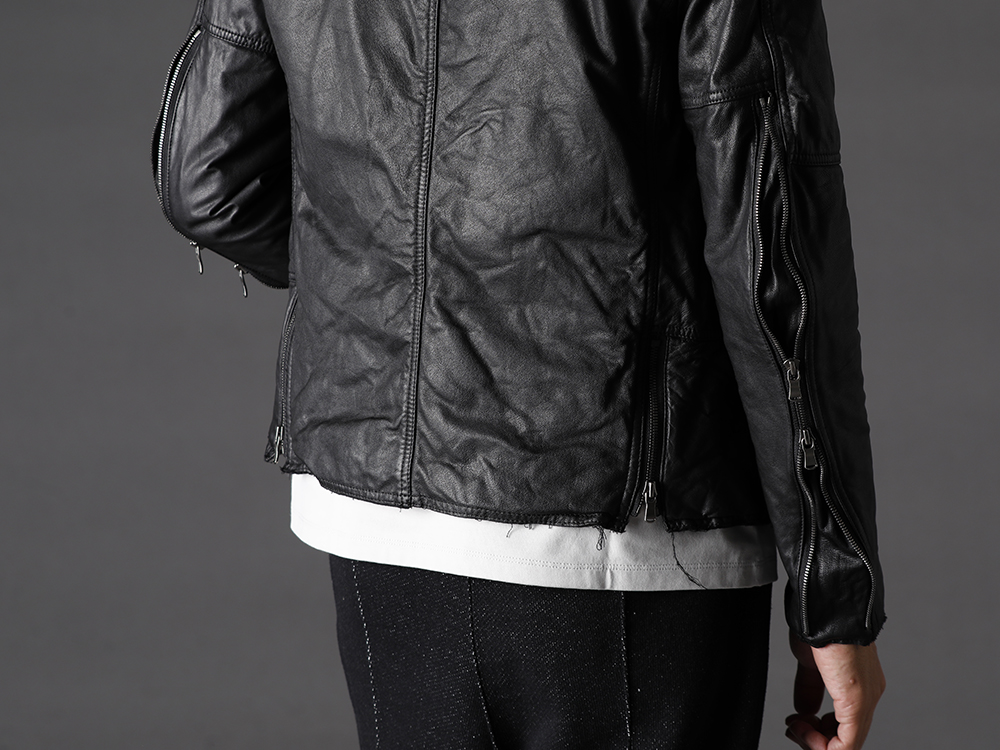 The Viridi-anne 2022-23AW - Military-style leather jacket with eye-catching zipper design. - VI-3504-06-Black(Goat Leather Jacket Black) - 2-010