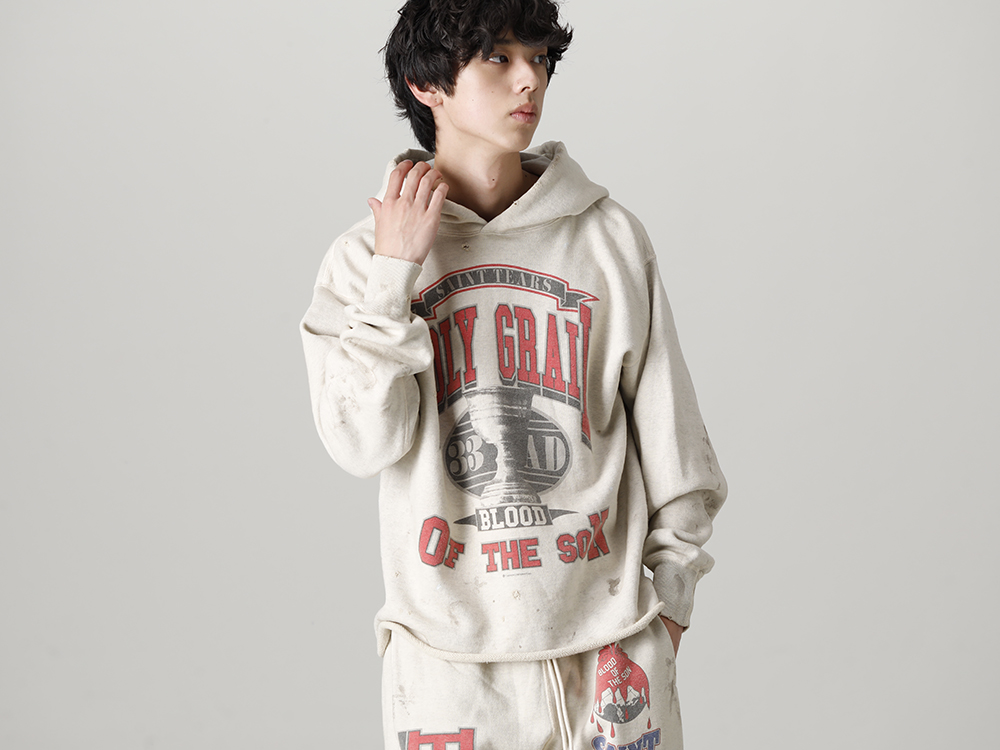 ©️SAINT M×××××× 2022-23秋冬系列的第6波单品发布了!现在店铺和网购同时开始销售! - SM-A22-0000-052(DENIM TEARS × ©SAINT M×××××× SAINT TEARS HOLY GRAIL Hoodie Grey) - 1-007