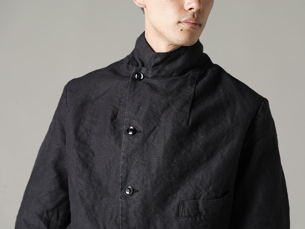 GARMENT REPRODUCTION OF WORKERS(ガーメント リプロダクション オブ ワーカース) 22-23(秋冬) 現代的解釈でクラシックなデザインを再構築する -  Vincent-Jacket-Washi-Black ビンセント ジャケット 和紙 ブラック - TTC-swcm-blk コットンボトルネック ブラック