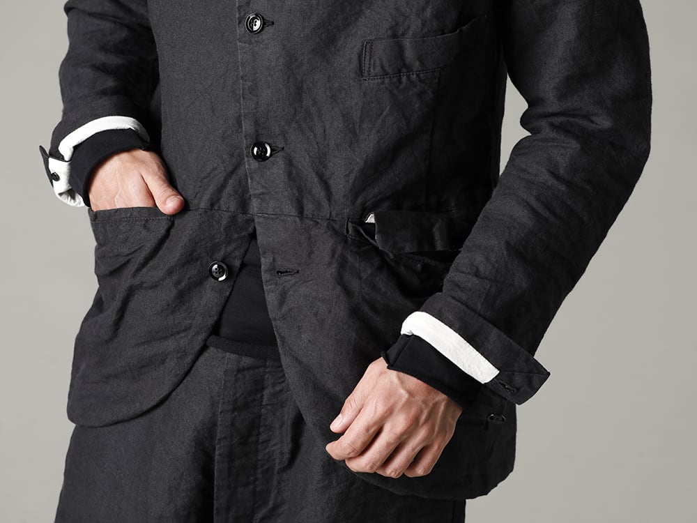 GARMENT REPRODUCTION OF WORKERS(ガーメント リプロダクション オブ ワーカース) 22-23(秋冬) 現代的解釈でクラシックなデザインを再構築する  - Vincent-Jacket-Washi-Black ビンセント ジャケット 和紙 ブラック - TTC-swcm-blk コットンボトルネック ブラック 2-001