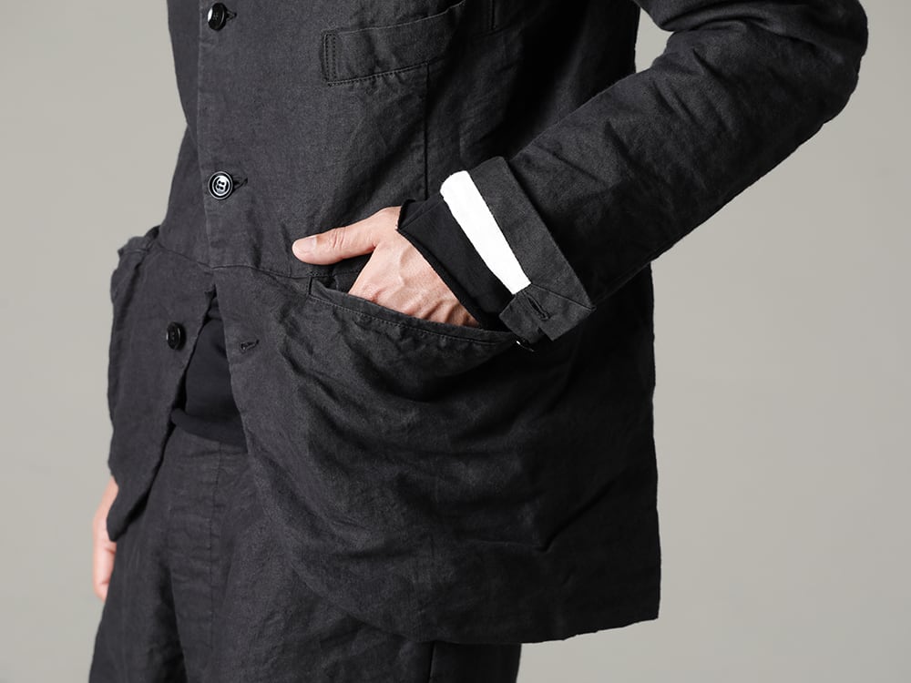 GARMENT REPRODUCTION OF WORKERS(ガーメント リプロダクション オブ ワーカース) 22-23(秋冬) 現代的解釈でクラシックなデザインを再構築する  - Vincent-Jacket-Washi-Black ビンセント ジャケット 和紙 ブラック - TTC-swcm-blk コットンボトルネック ブラック 2-002