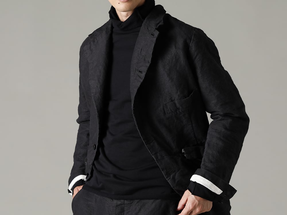 GARMENT REPRODUCTION OF WORKERS(ガーメント リプロダクション オブ ワーカース) 22-23(秋冬) アルチザンとストリートを織り交ぜたスタイル - Vincent-Jacket-Washi-Black ビンセント ジャケット 和紙 ブラック - TTC-swcm-blk コットンボトルネック ブラック 3-004