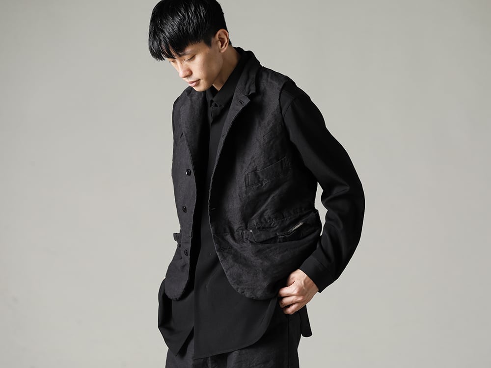 GARMENT REPRODUCTION OF WORKERS 22-23AW  A Layered Masterpiece - Vincent-Vest-Washi-Black Vincent Vest Washi Black - TTC-swcm-blk Cotton Bottleneck Black 1-003