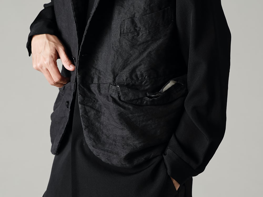 GARMENT REPRODUCTION OF WORKERS 22-23AW An elegant military look reminiscent of a military uniform  - Vincent-Vest-Washi-Black Vincent Vest Washi Black - TTC-swcm-blk Cotton Bottleneck Black 2-001