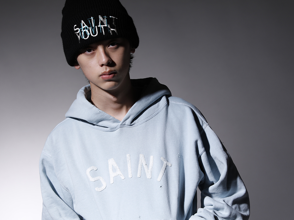 SAINT M×××××× 2022-23AW - Light blue color attracts the eye ©SAINT M×××××× hoodies, etc. - SM-A22-0000-022(HOLY RELICS FELT Hoodie) SM-A22-0000-044(SAINT YOUTH Knit Cap) - 2-004