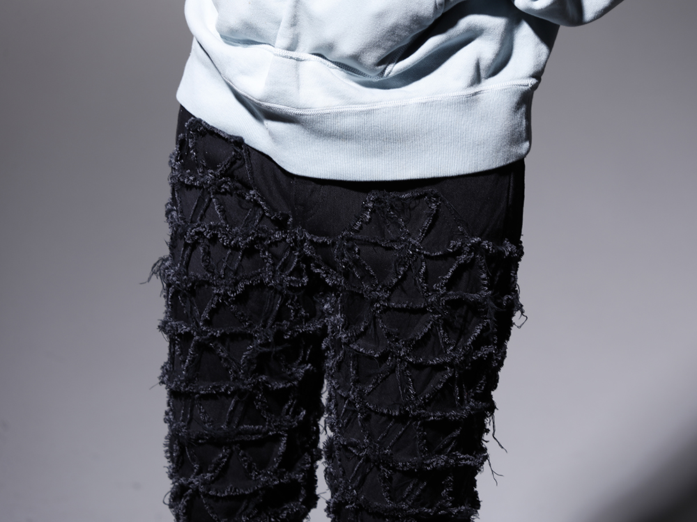 PHENOMENON 2022-23AW - High-impact denim pants stitched and built with a delta pattern - ILLPT22A-009-black(Delta Denim pants Black) - 3-004