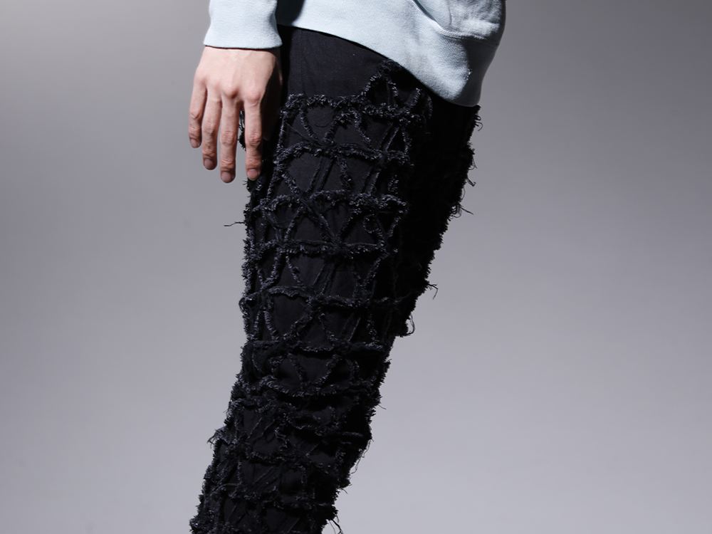 PHENOMENON 2022-23AW - High-impact denim pants stitched and built with a delta pattern - ILLPT22A-009-black(Delta Denim pants Black) - 3-005