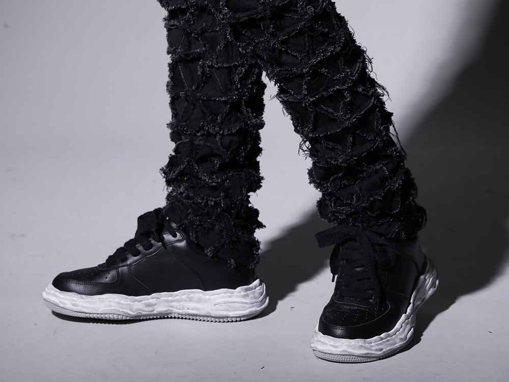 PHENOMENON 2022-23AW - High-impact denim pants stitched and built with a delta pattern - A07FW706-Black(-WAYNE low-original distressed effect sole leather Low-Top sneakers Black) - 3-007