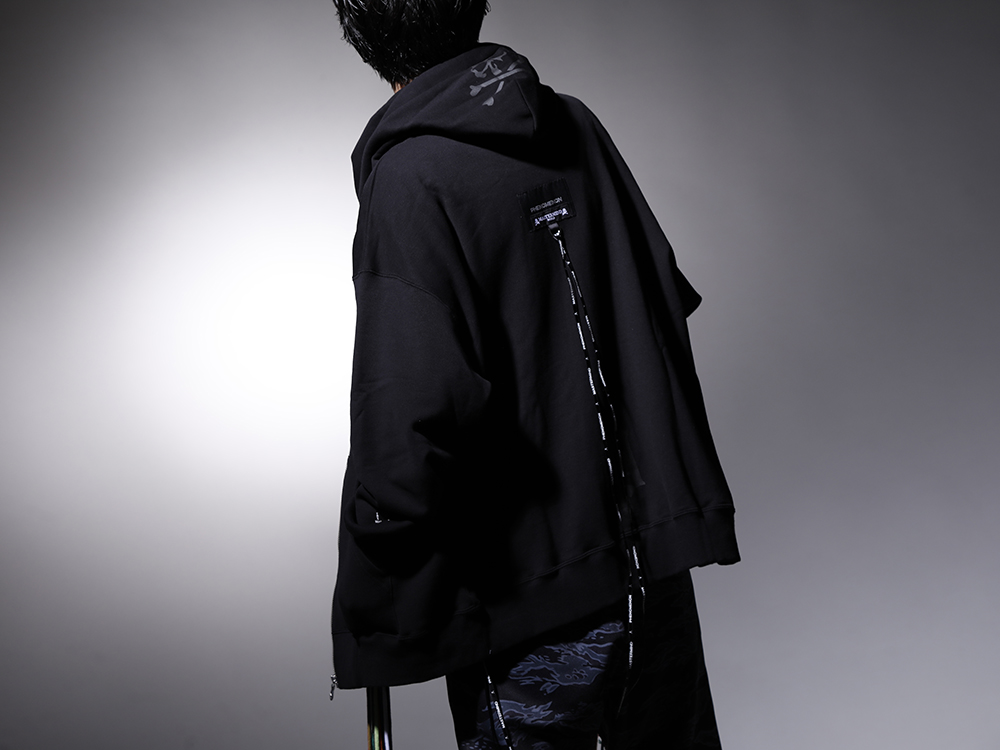 PHENOMENON 2022-23AW - Zip-up hoodie featuring a large number of eye-catching cords - ILLCS22A-034-Black(MASTERMIND WORLD × PHENOMENON Multi Cord Zip-up Hooded (PHMN Original 2008) Black) - 2-002