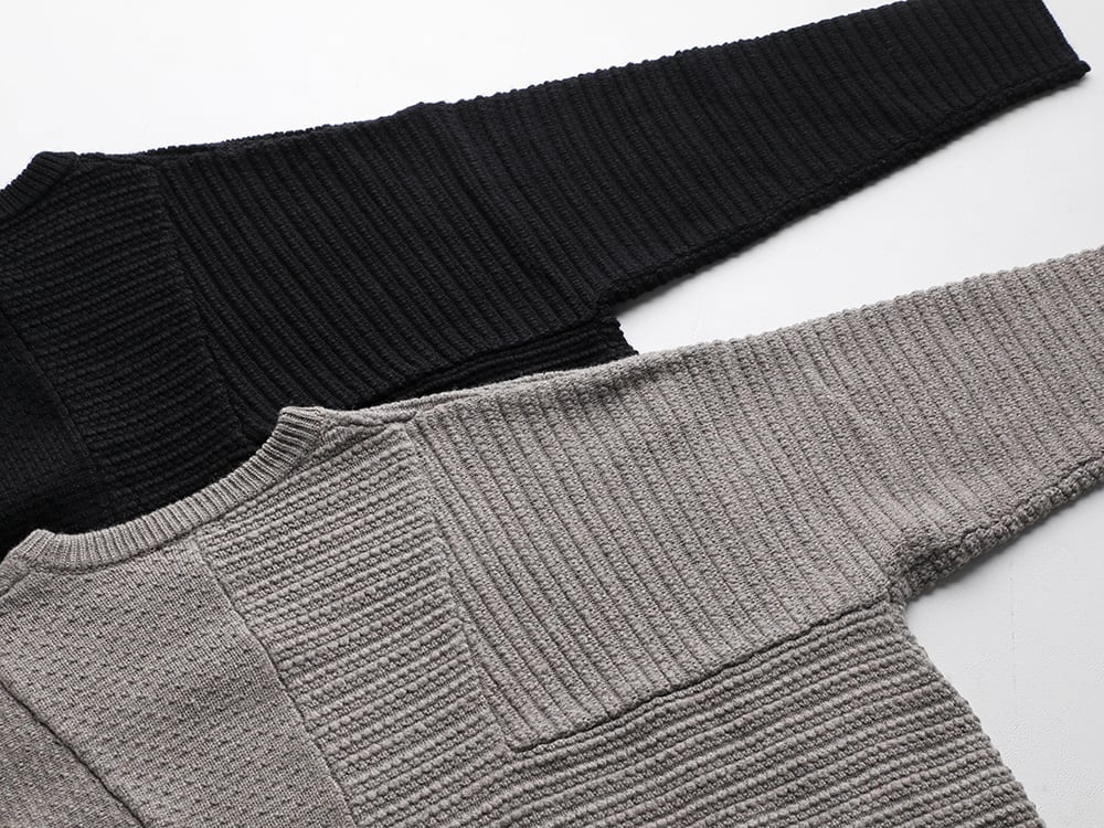 DEVOA(デヴォア) 22-23AW(秋冬) KTS-MLP-Melange-Gray プルオーバー ニット メリノ ウール メランジ グレー  KTS-MLP-Black プルオーバー ニット メリノ ウール ブラック