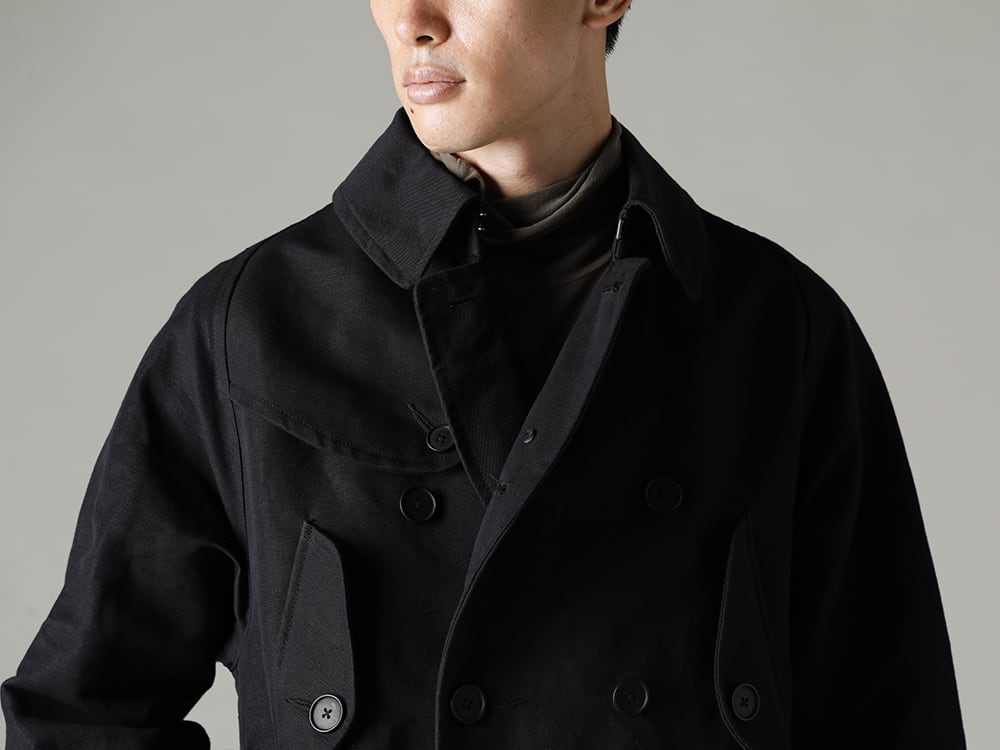 KLASICA 22-23AW  Authentic texture - 22C-59TRCGRANADO-Black Motorcyclist Trench Coat Black - M2981 High Neck Tshirt 1-003