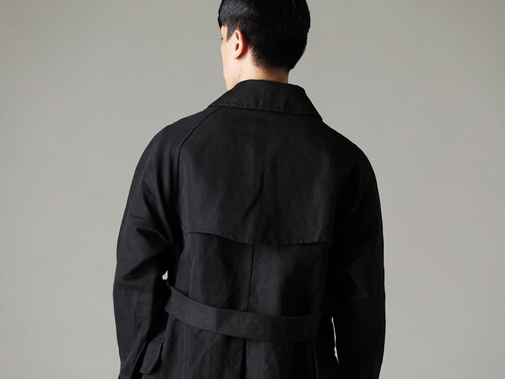 KLASICA 22-23AW  Authentic texture - 22C-59TRCGRANADO-Black Motorcyclist Trench Coat Black - M2981 High Neck Tshirt 1-003