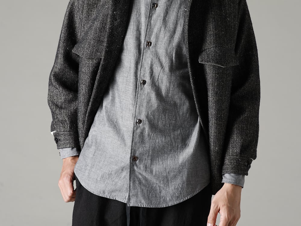 KLASICA 22-23AW Creating a connection between the items.  - 22C-41SHJ-MMD Lined Shirt Jacket - Classic Herring Bone - center-seam-shrit-Herringbone Selvedge Shirt Herringbone 2-002