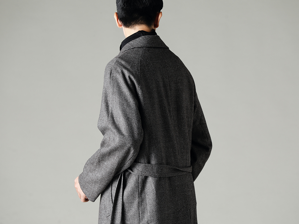 NOUSAN 22-23AW Soutien collar coats can be worn open at the front for an easy look  - fred-c Houndstooth Lagran Long Coat - TTC-swcm-blk Cotton Bottleneck Black 2-002