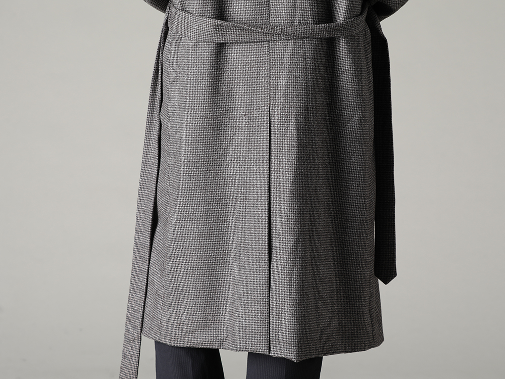 NOUSAN 22-23AW Soutien collar coats can be worn open at the front for an easy look  - fred-c Houndstooth Lagran Long Coat - TTC-swcm-blk Cotton Bottleneck Black 2-004