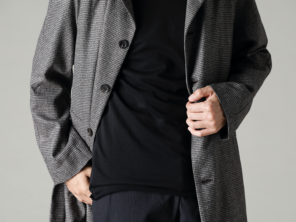 ware 22-23AW Innerwear and bottoms are chic and adult-inspired. - fred-c Houndstooth Lagran Long Coat - TTC-swcm-blk Cotton Bottleneck Black 3-002