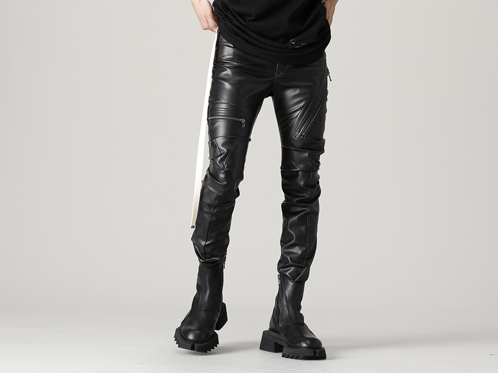 ユリウス 2023PS - JULIUS(ユリウス) 2023PSコレクションよりデリバリーが開始！只今より店頭・通販共に販売スタート！ - 807PAM8(シンセティックレザー プレザー インダイレクトパンツ) - 1-009