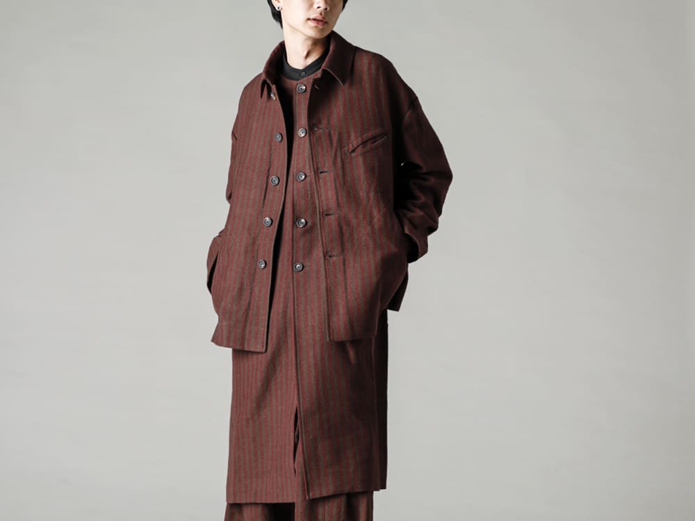 ZIGGY CHEN-ジギーチェン 22-23AW(秋冬) ILLUSAITS デタッチャブルコート 今期のZIGGY CHENのレイヤードバランスが楽しめるレイヤードデザイン -  0M2231111-ディタッチャブル インバネス コート - 0M2230709-マンダリンカラー ポケットシャツ