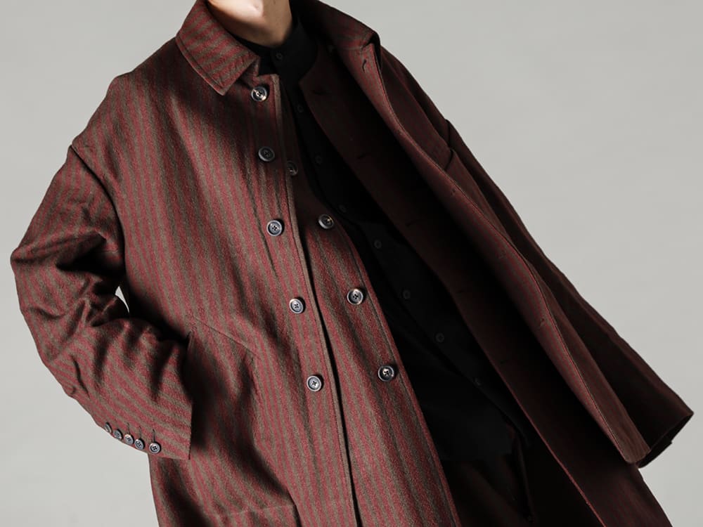 ZIGGY CHEN-ジギーチェン 22-23AW(秋冬) 今期のZIGGY CHENのレイヤードバランスが楽しめるレイヤードデザイン  - 0M2231111-ディタッチャブル インバネス コート - 0M2230709-マンダリンカラー ポケットシャツ 2-002