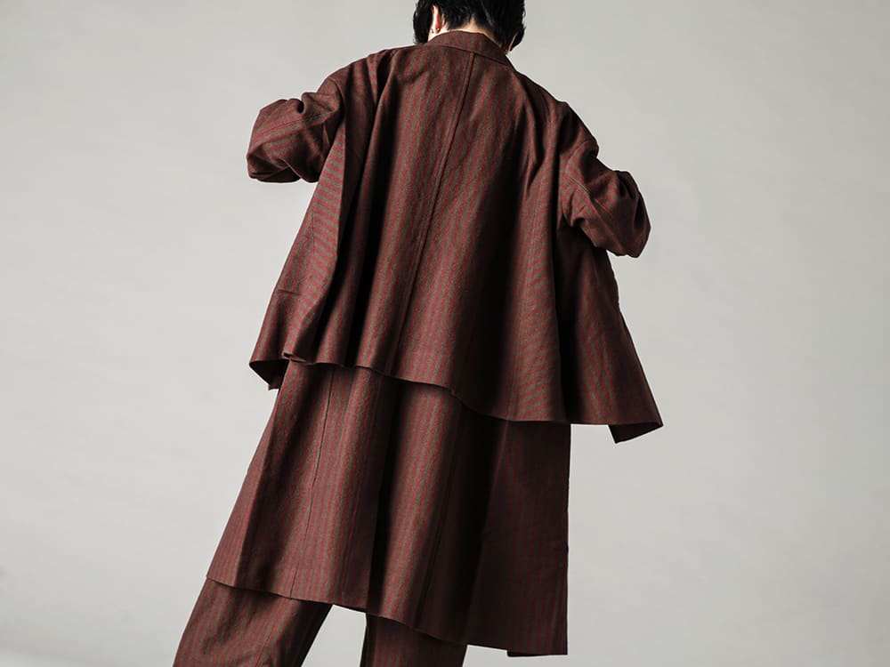 ZIGGY CHEN-ジギーチェン 22-23AW(秋冬) 今期のZIGGY CHENのレイヤードバランスが楽しめるレイヤードデザイン  - 0M2231111-ディタッチャブル インバネス コート - 0M2230709-マンダリンカラー ポケットシャツ 2-006