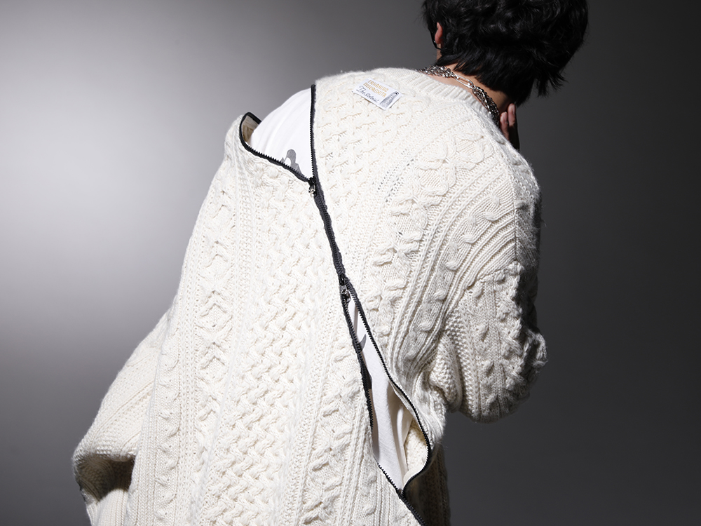 TAKAHIROMIYASHITATheSoloist. 2022-23AW - Pieces that incorporate each brand's unique style. - sk.0001AW22-White(double zip balloon shaped aran pattern cardigan White) - 2-008